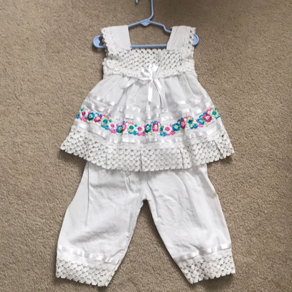 2 piece white shirt and pants